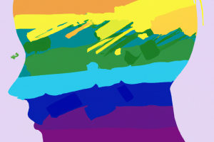 DALL·E 2023-06-15 21.43.42 - make a drawing with Pride colors of a profile with showing the importance of mental health